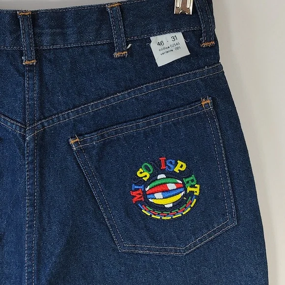 NWOT Vintage Missoni 90s Embroidered Logo High Waist Jeans Size 10 100% …